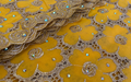 Luxury Swiss Floral Lace Fabric – Mustard Gold with Metallic Embroidery (5 yards)