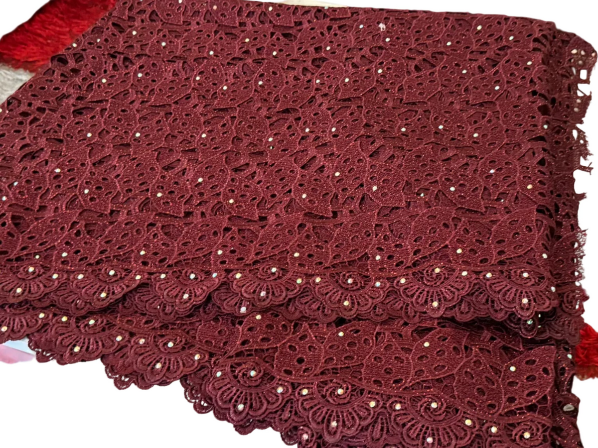 Maroon lace fabric
