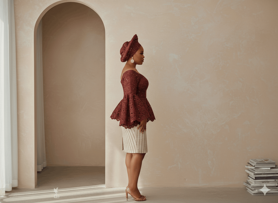 Lace Fabric – Wine Burgundy Cutwork Guipure Lace with Scalloped Edge (5 yards)