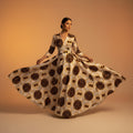 Silk Fabric – Ivory, Noir & Caramel Medallion Print Silk (5 yards)