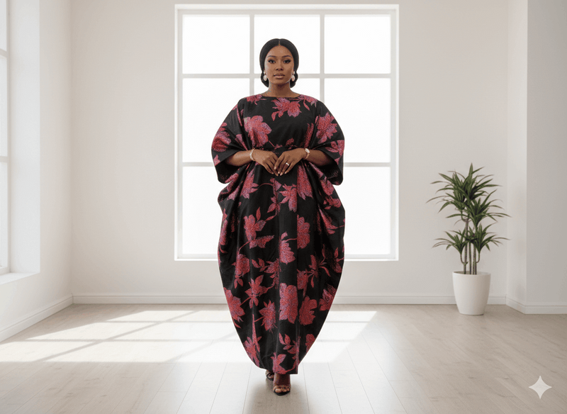 Silk Fabric – Noir & Crimson Floral Brocade Silk (5 yards)