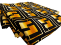 Silk Fabric – Noir, Amber & Ivory Geometric Print Silk (5 yards)