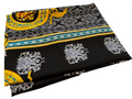 Silk Fabric – Noir, Teal & Gold Heritage Scarf Print Silk (5 yards)